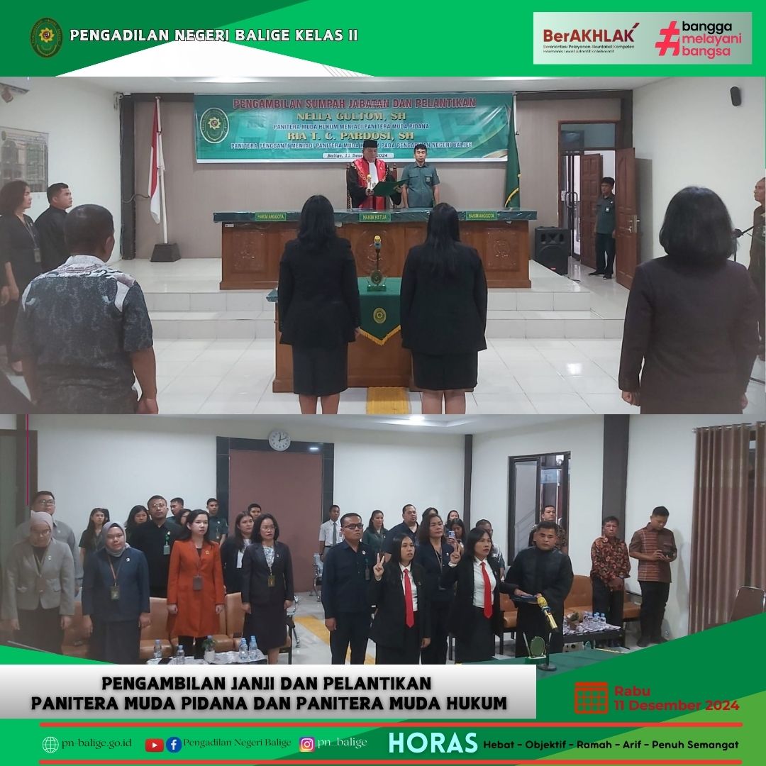PENGAMBILAN JANJI DAN PELANTIKAN PANITERA MUDA PIDANA DAN PANITERA MUDA HUKUM