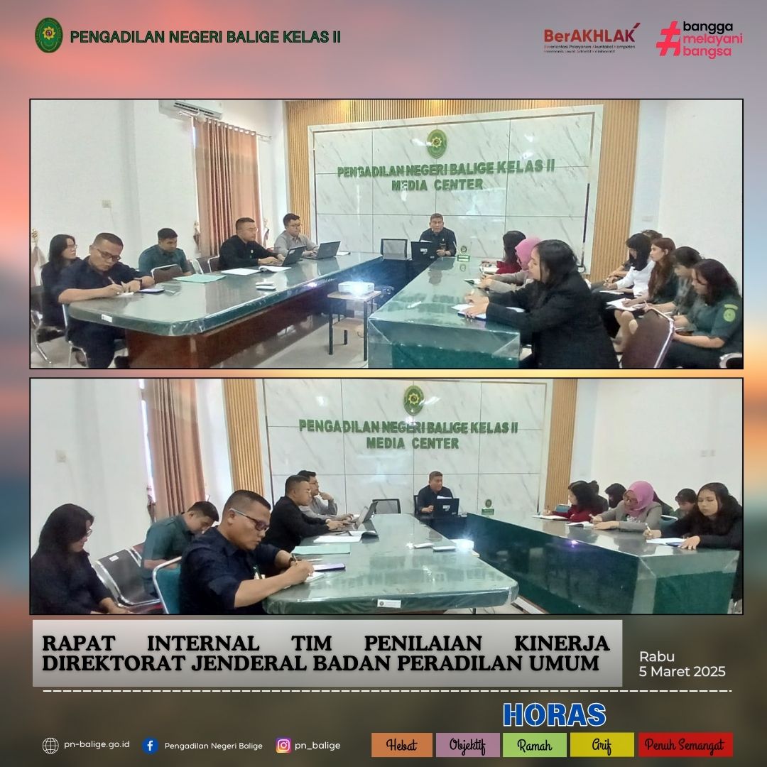 RAPAT INTERNAL TIM PENILAIAN KINERJA DIREKTORAT JENDERAL BADAN PERADILAN UMUM