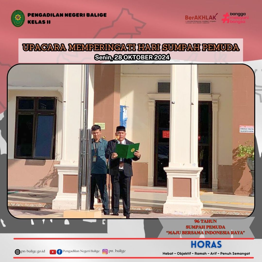 UPACARA MEMPERINGATI HARI SUMPAH PEMUDA KE-96 TAHUN