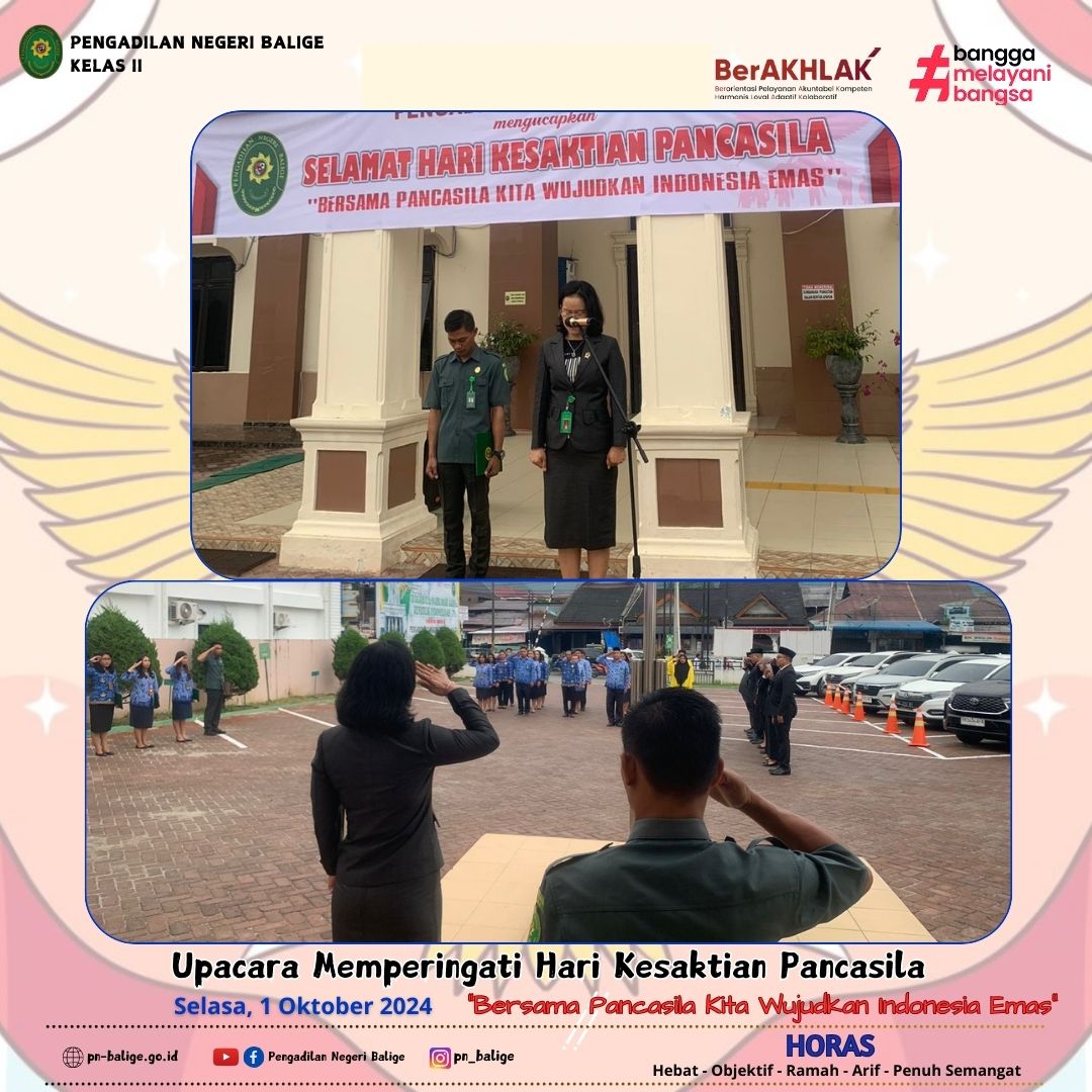PENGADILAN NEGERI BALIGE MELAKSANAKAN UPACARA MEMPERINGATI HARI KESAKTIAN PANCASILA 1 OKTOBER 2024