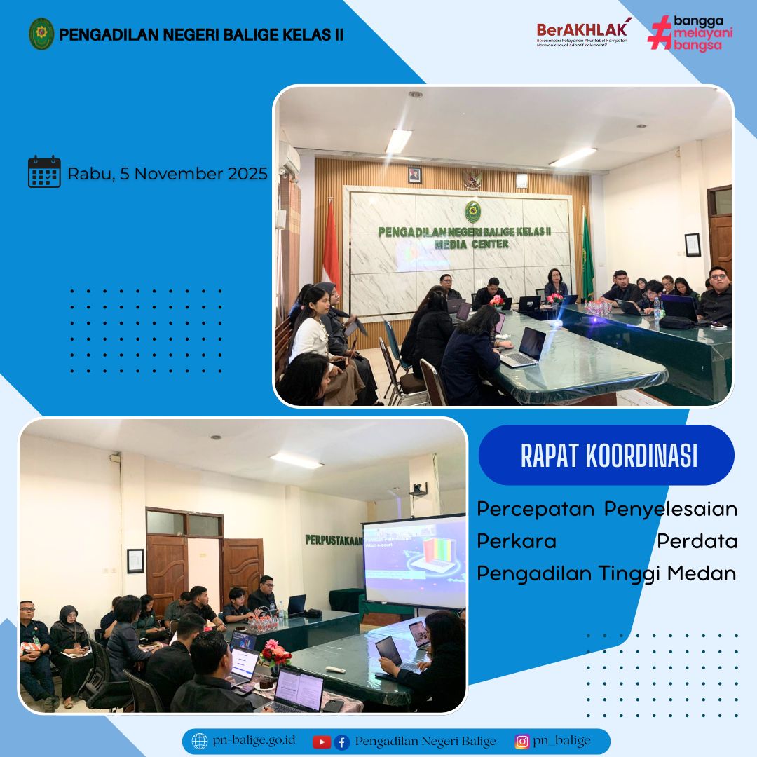 PENGADILAN NEGERI BALIGE MENGIKUTI RAPAT KOORDINASI PERCEPATAN PENYELESAIAN PERKARA PERDATA PENGADILAN TINGGI MEDAN SECARA DARING PENGADILAN NEGERI BALIGE MENGIKUTI RAPAT KOORDINASI PERCEPATAN PENYELESAIAN PERKARA PERDATA PENGADILAN TINGGI MEDAN SECARA DARING