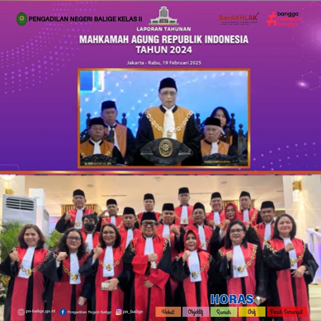 KETUA PENGADILAN NEGERI BALIGE MENGHADIRI KEGIATAN SIDANG ISTIMEWA LAPORAN TAHUNAN MAHKAMAH AGUNG RI TAHUN 2024
