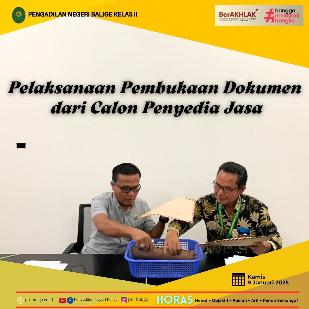 Pembukaan Dokumen dari Calon Penyedia Jasa Pengadaan POSBAKUM Tahun Anggaran 2025