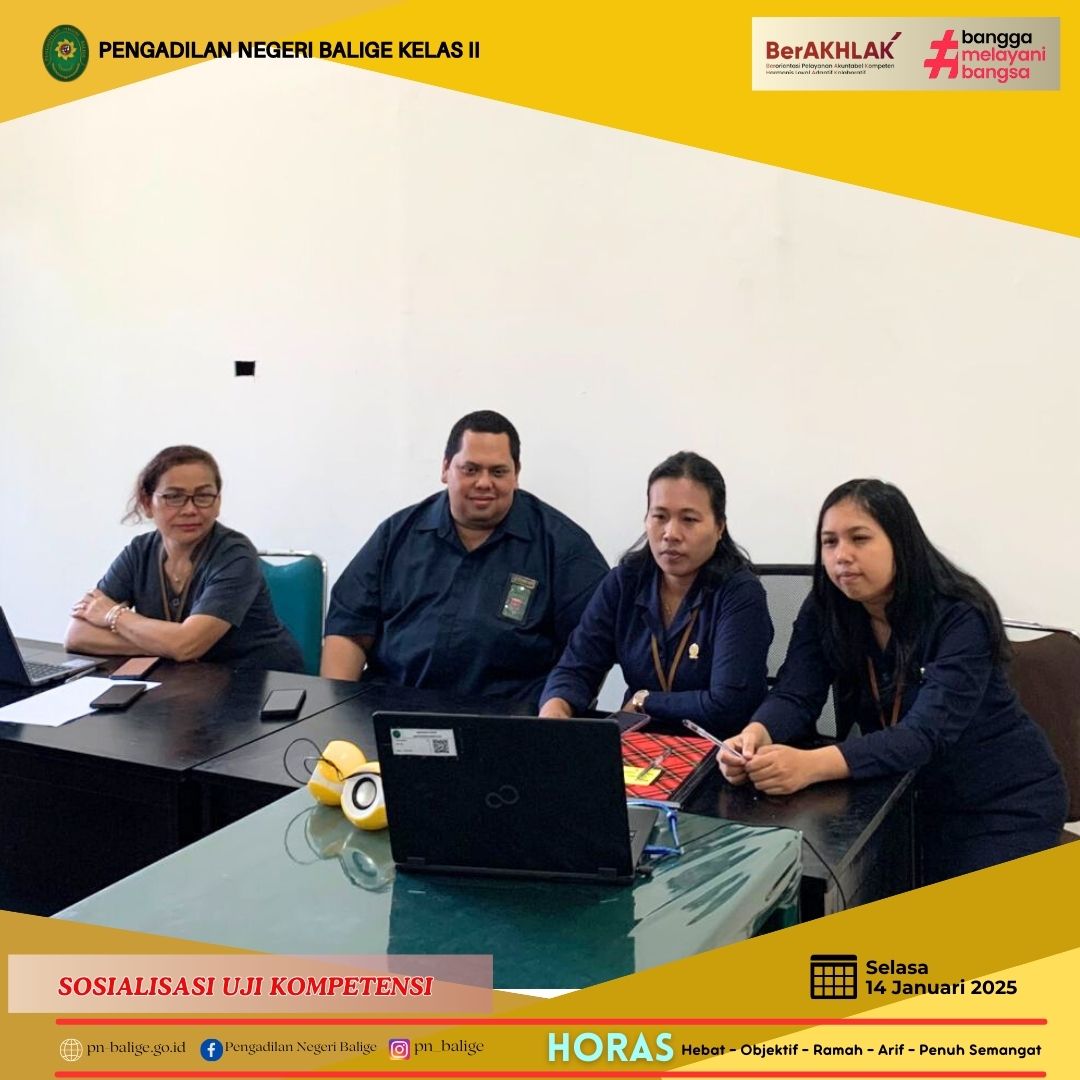 SOSIALISASI UJI KOMPETENSI BAGI SELURUH PANITERA PENGADILAN NEGERI, PANITERA MUDA PENGADILAN TINGGI DAN PANITERA MUDA PENGADILAN NEGERI DI LINGKUNGAN PERADILAN UMUM MAHKAMAH AGUNG REPUBLIK INDONESIA SECARA DARING