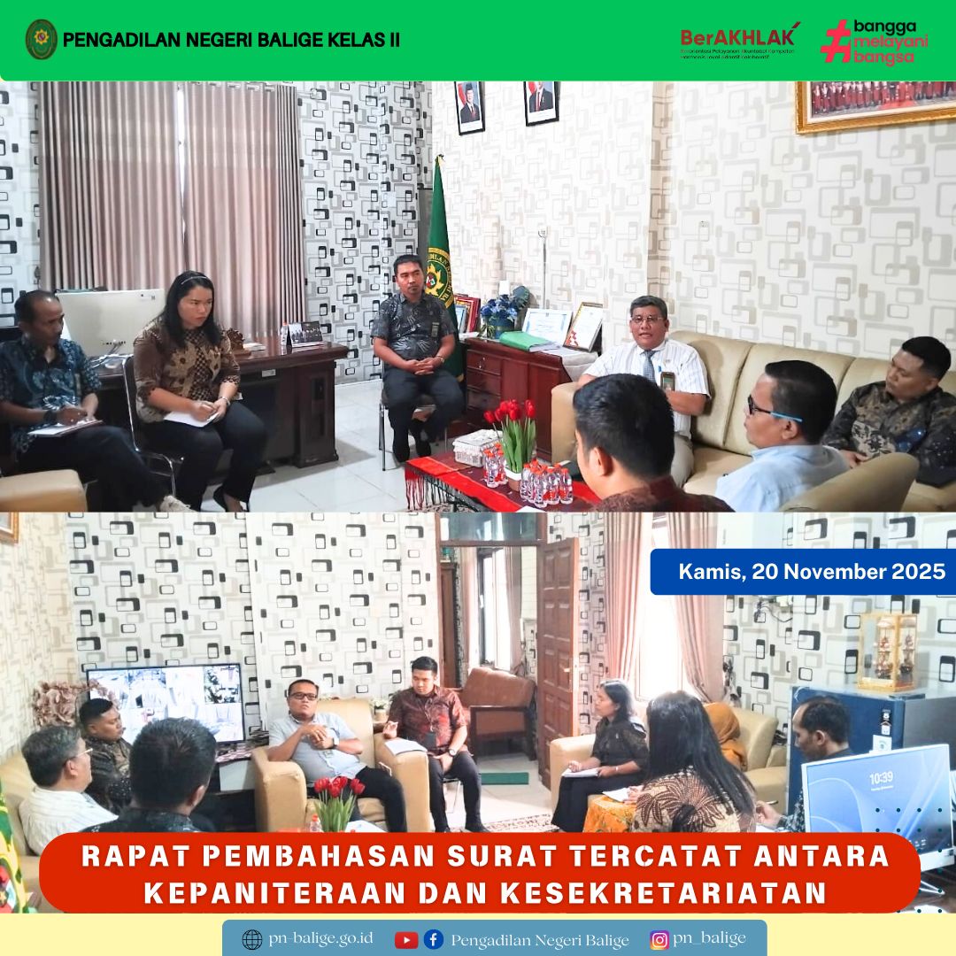 RAPAT PEMBAHASAN SURAT TERCATAT ANTARA KEPANITERAAN DAN KESEKRETARIATAN RAPAT PEMBAHASAN SURAT TERCATAT ANTARA KEPANITERAAN DAN KESEKRETARIATAN