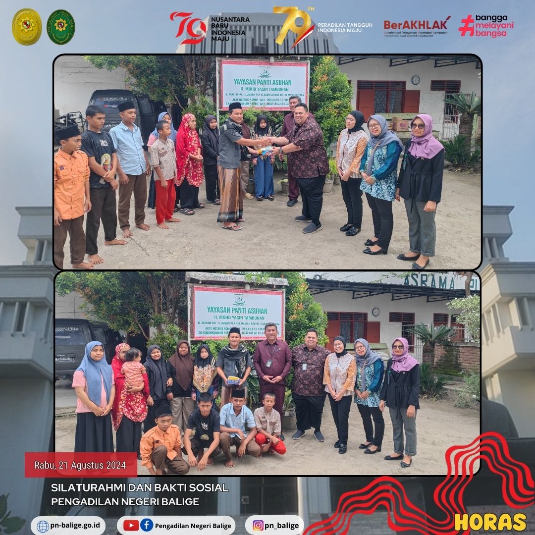 PENGADILAN NEGERI BALIGE MELAKSANAKAN KEGIATAN SILATURAHMI DAN BAKTI SOSIAL DALAM RANGKA MEMPERINGATI HUT RI DAN HUT HUT MA RI KE-79 PENGADILAN NEGERI BALIGE MELAKSANAKAN KEGIATAN SILATURAHMI DAN BAKTI SOSIAL DALAM RANGKA MEMPERINGATI HUT RI DAN HUT HUT MA RI KE-79
