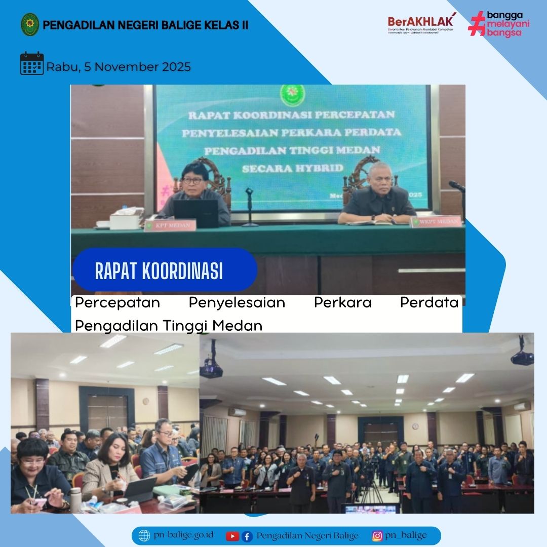KETUA PENGADILAN NEGERI BALIGE MENGIKUTI SECARA LANGSUNG RAPAT KOORDINASI PERCEPATAN PENYELESAIAN PERKARA PERDATA PENGADILAN TINGGI MEDAN KETUA PENGADILAN NEGERI BALIGE MENGIKUTI SECARA LANGSUNG RAPAT KOORDINASI PERCEPATAN PENYELESAIAN PERKARA PERDATA PENGADILAN TINGGI MEDAN