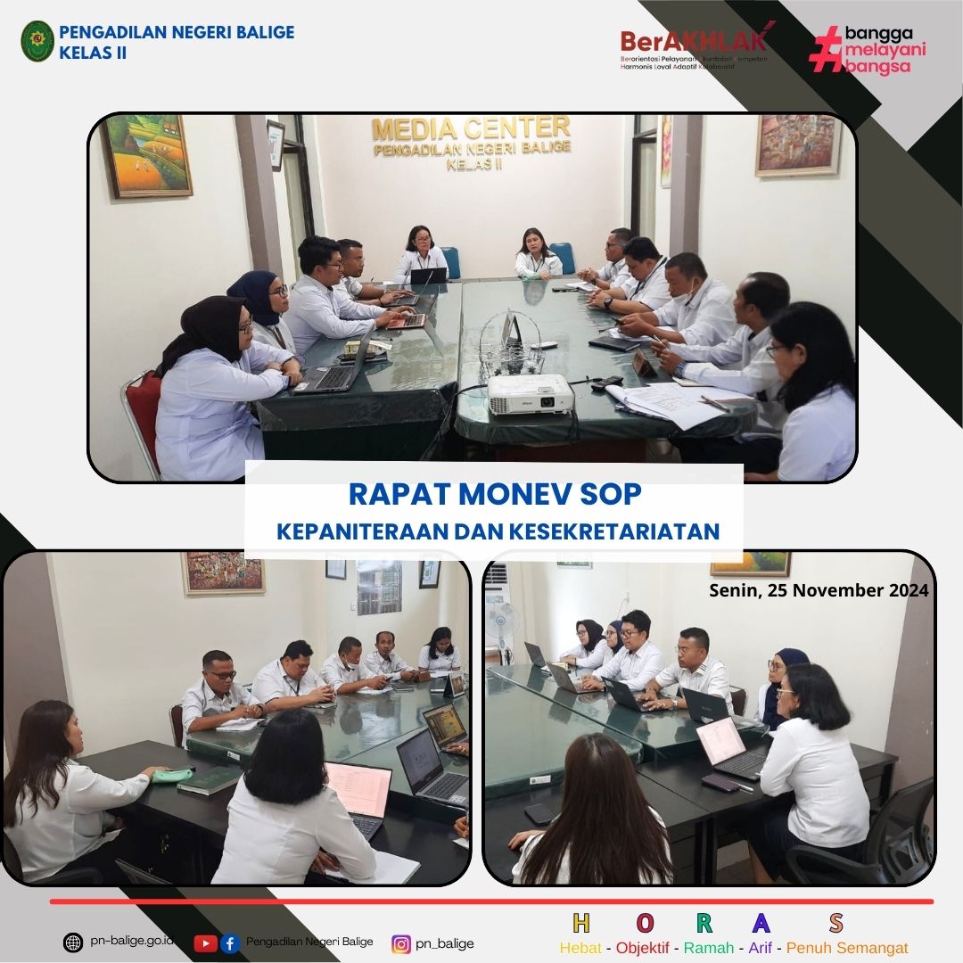 RAPAT MONEV SOP KEPANITERAAN DAN KESEKRETARIATAN RAPAT MONEV SOP KEPANITERAAN DAN KESEKRETARIATAN