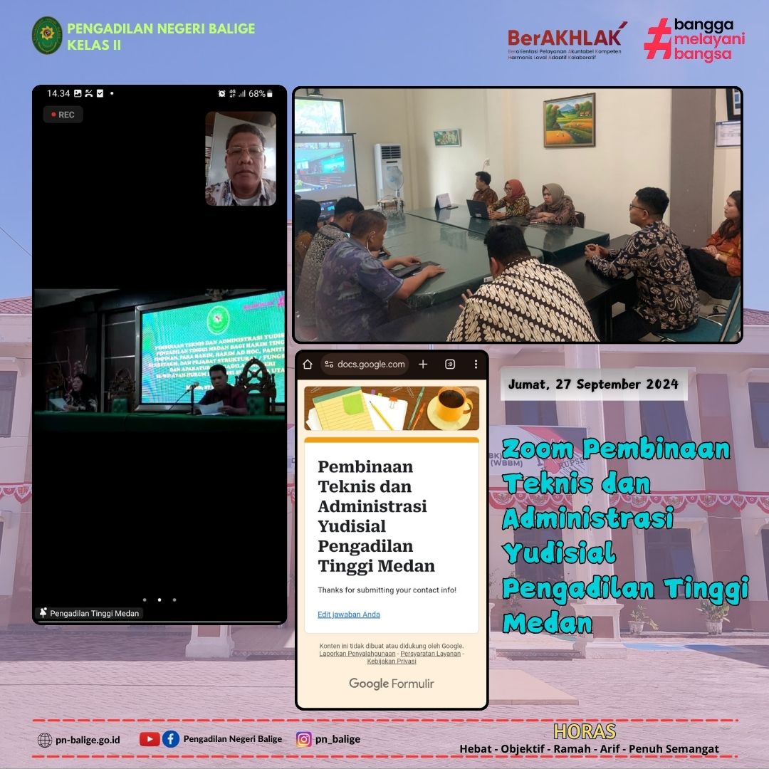 Pembinaan Teknis dan Administrasi Yudisial Pengadilan Tinggi Medan - Jumat, 27 September 2024