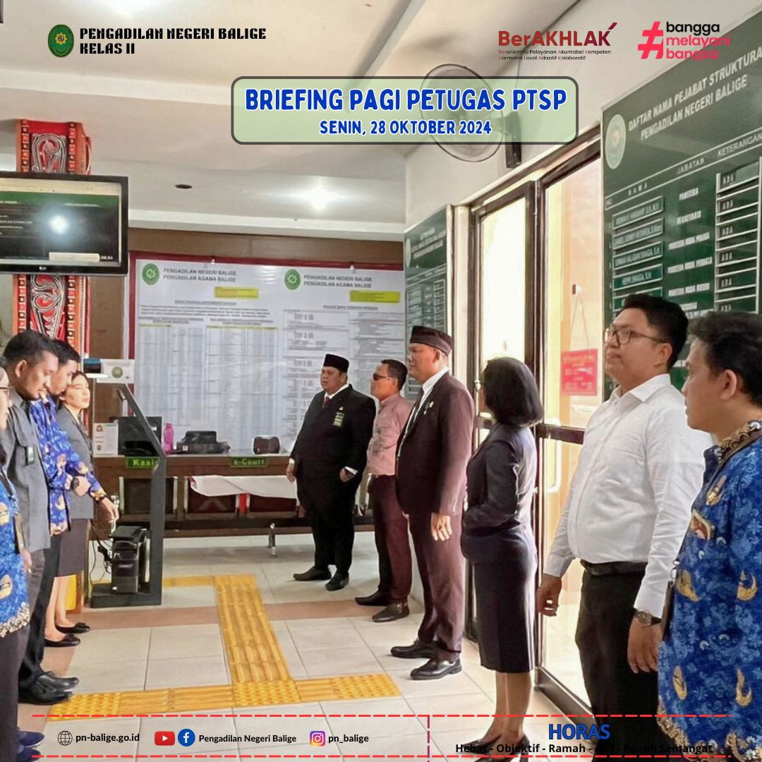 BRIEFING PAGI PETUGAS PTSP - Senin, 28 Oktober 2024