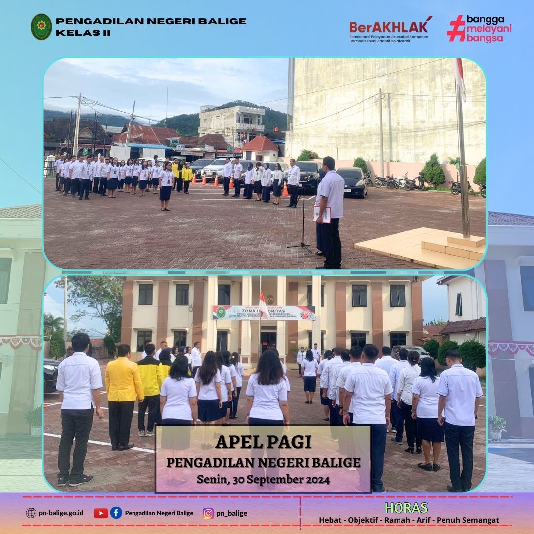 KEGIATAN APEL PAGI - Senin, 30 September 2024