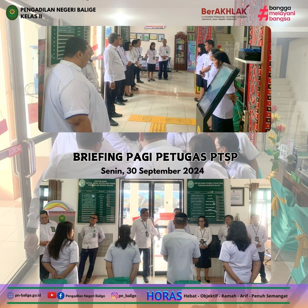 BRIEFING PETUGAS PTSP - Senin, 30 September 2024