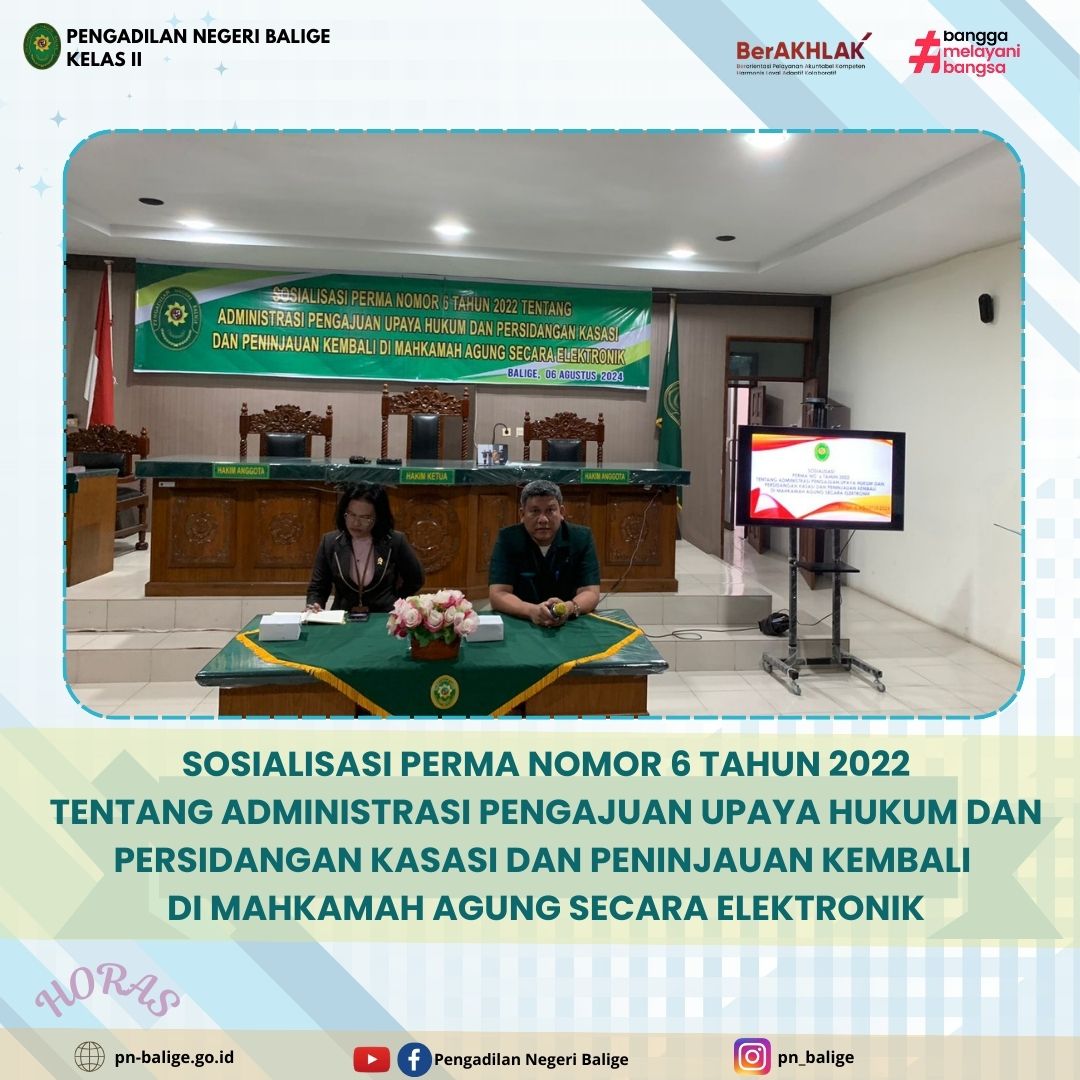 Sosialisasi PERMA Nomor 6 Tahun 2022 Sosialisasi PERMA Nomor 6 Tahun 2022