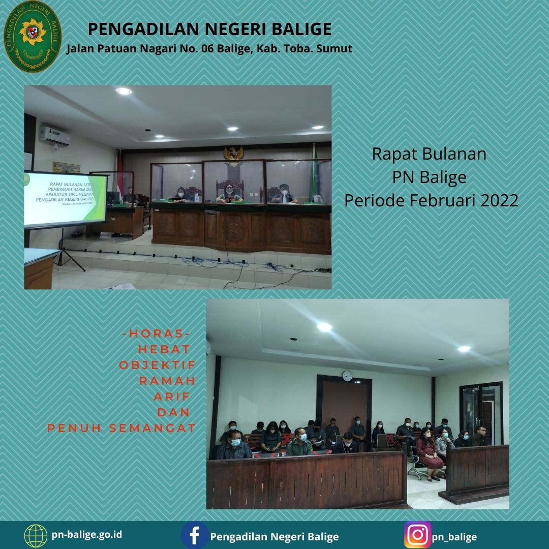 Rapat Bulanan dan Pembinaan Pengadilan Negeri Balige Februari 2022