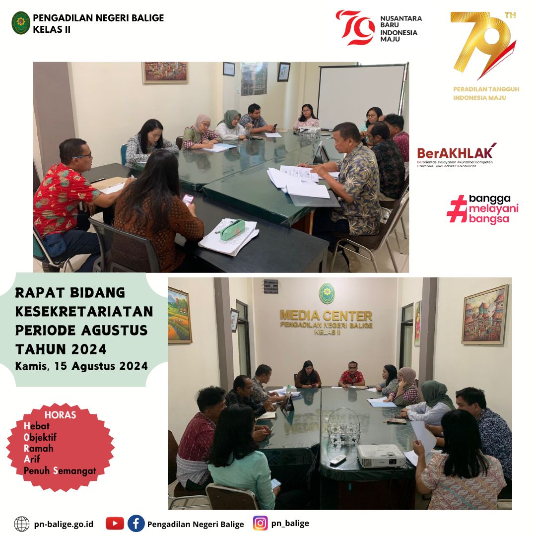 Rapat Berjenjang Bidang Kepaniteraan dan Bidang Kesekretariatan Periode Agustus 2024