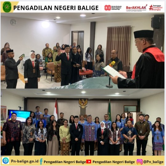 PENGAMBILAN SUMPAH DAN JANJI JABATAN SERTA PELANTIKAN PANITERA DAN PANITERA PENGGANTI PENGADILAN NEGERI BALIGE