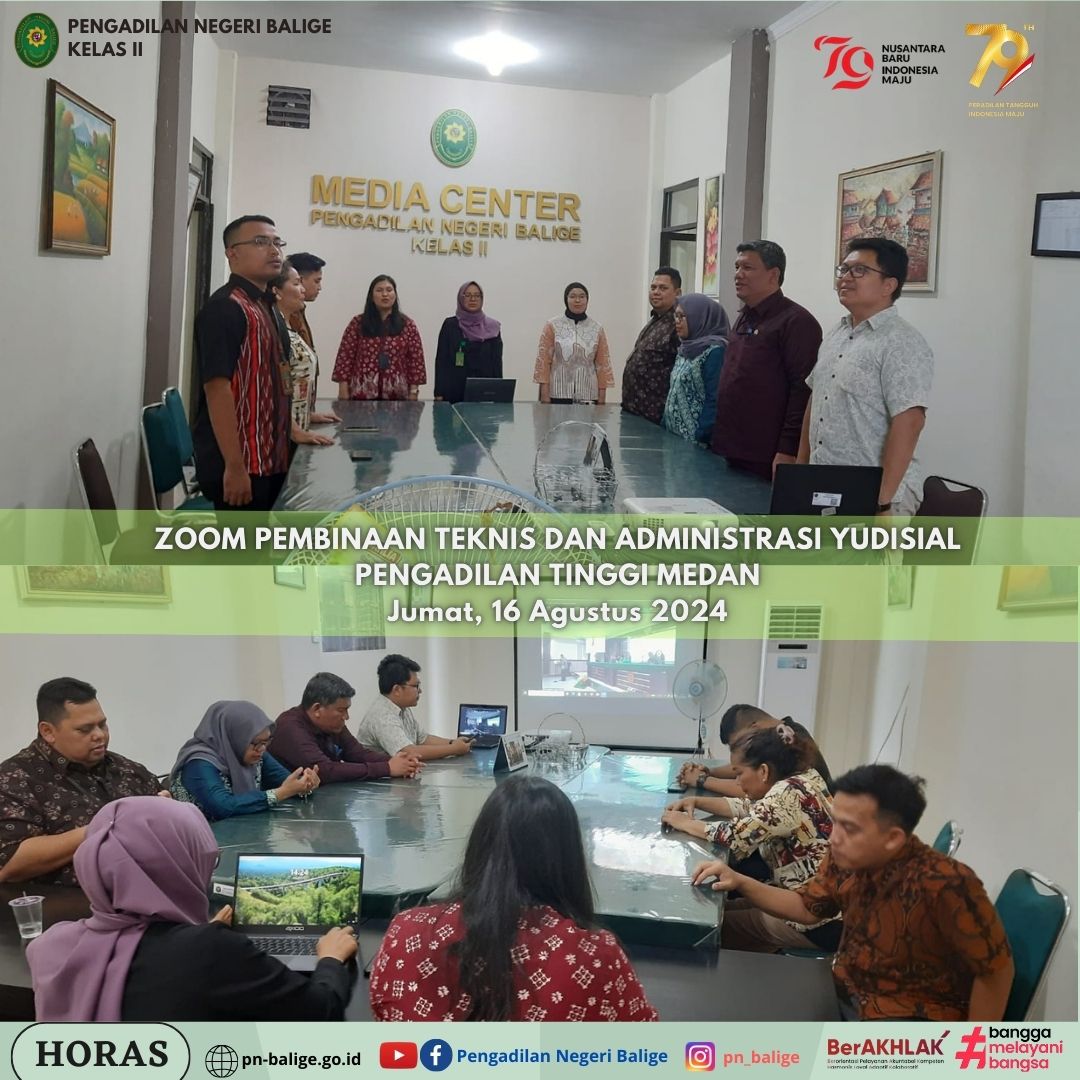 Pembinaan Teknis dan Administrasi Yudisial Pengadilan Tinggi Medan - Jumat, 16 Agustus 2024