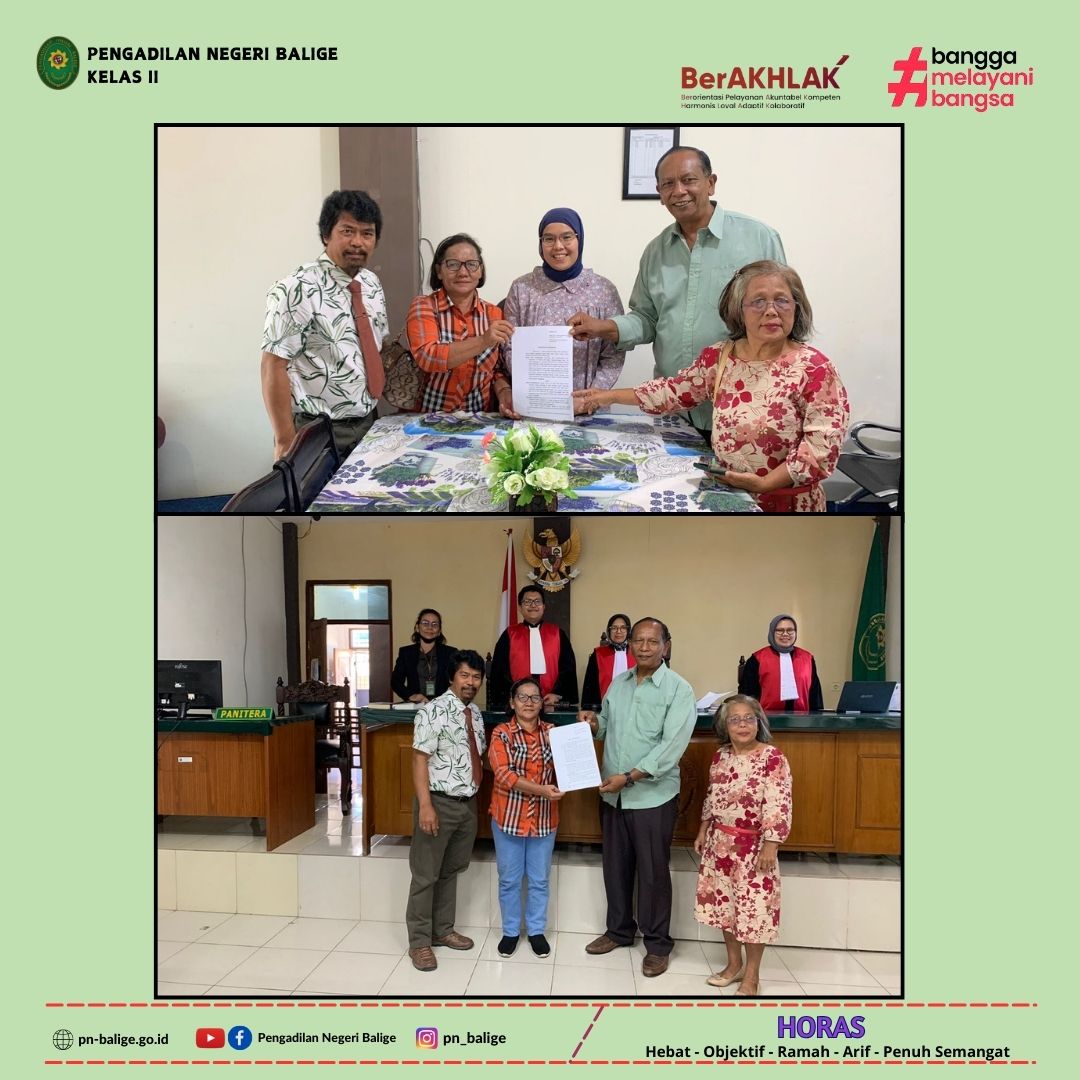 PARA PIHAK DALAM PERKARA NOMOR 88/Pdt.G/2024/PN Blg SEPAKAT BERDAMAI (ACTA VAN DADING)