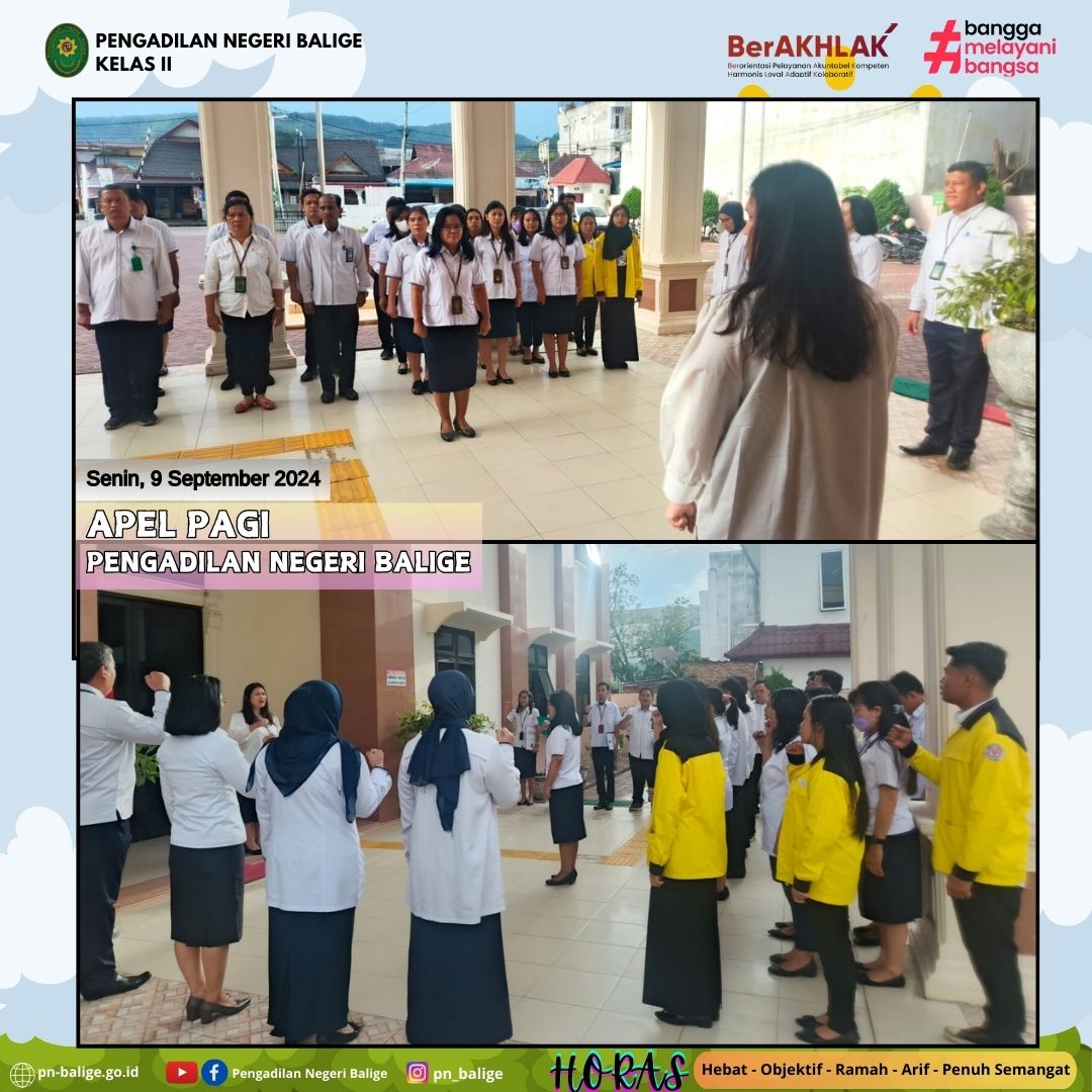 KEGIATAN APEL PAGI - Senin 9 September 2024
