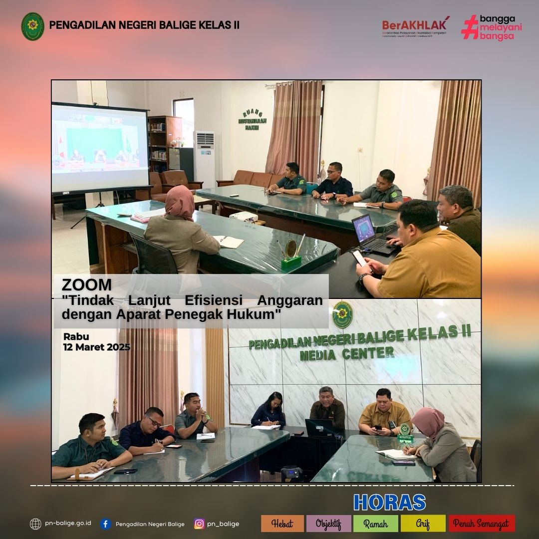 ZOOM TINDAK LANJUT EFISIENSI ANGGARAN DENGAN APARAT PENEGAK HUKUM