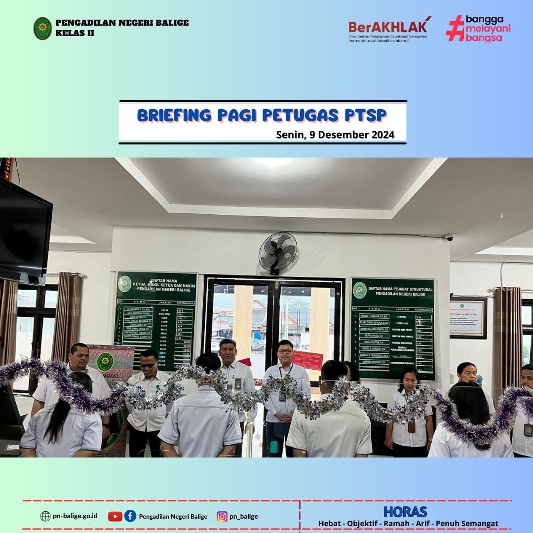 BRIEFING PAGI PETUGAS PTSP BRIEFING PAGI PETUGAS PTSP