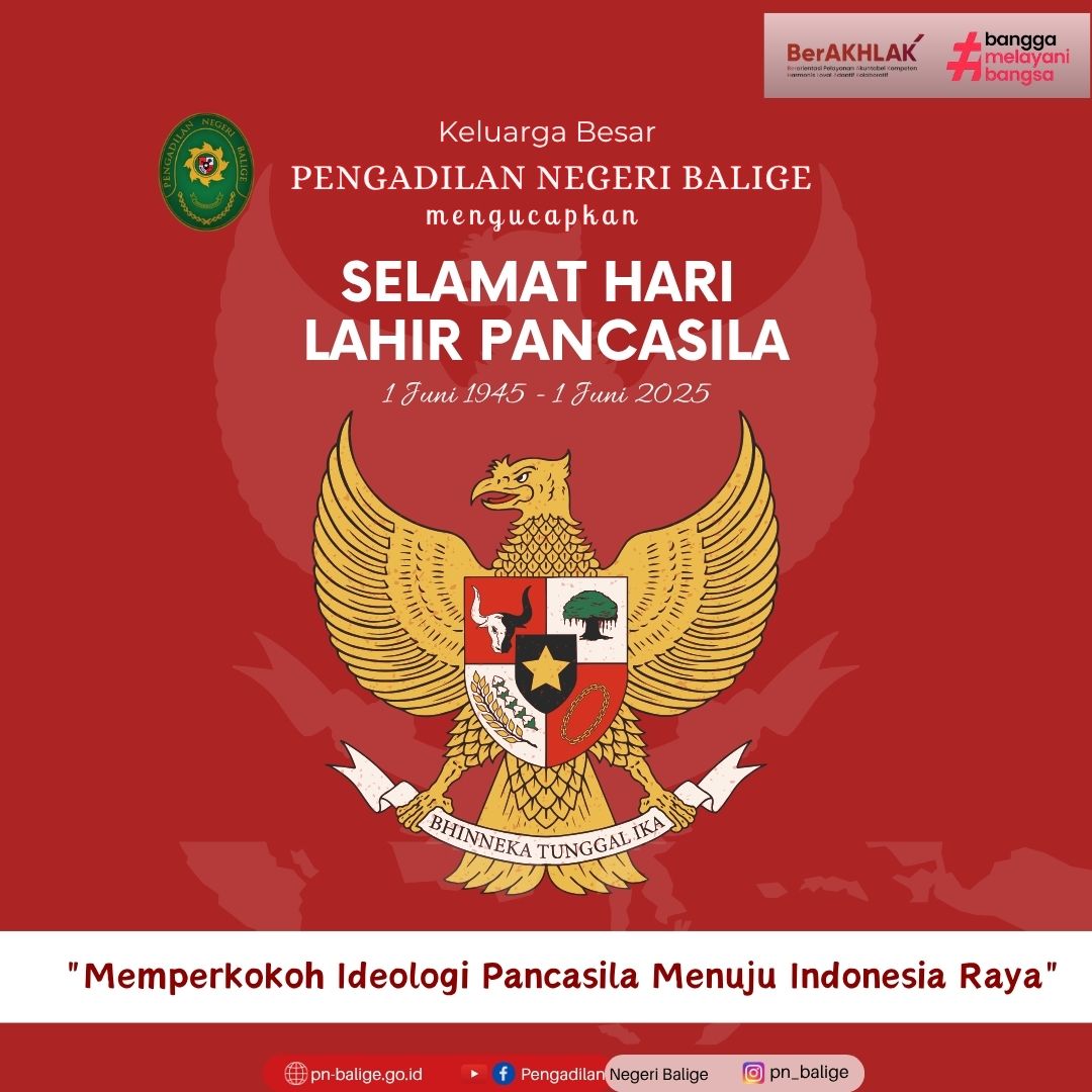 SELAMAT MEMPERINGATI HARI LAHIR PANCASILA 1 Juni 2025
