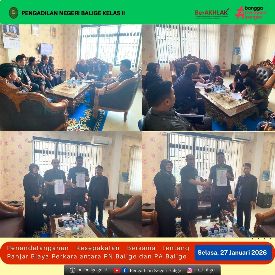 PENANDATANGANAN KESEPAKATAN BERSAMA TENTANG PANJAR BIAYA PERKARA ANTARA PN BALIGE DAN PA BALIGE
