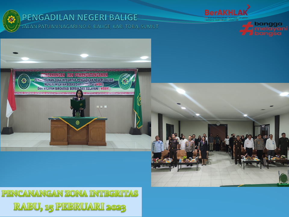 PENCANANGAN PEMBANGUNAN ZONA INTEGRITAS PADA PENGADILAN NEGERI BALIGE