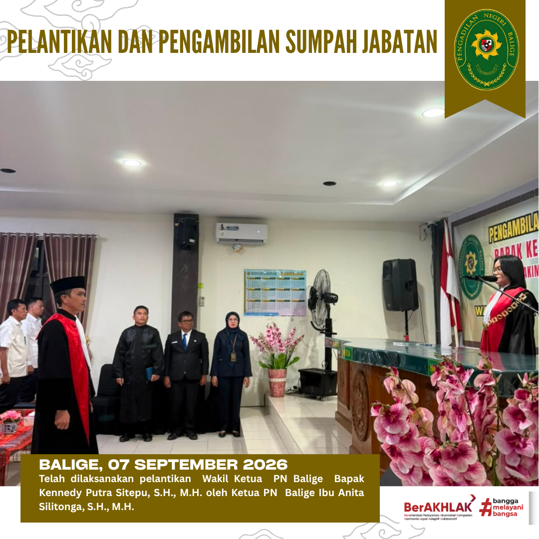 Pelantikan Wakil Ketua PN Balige