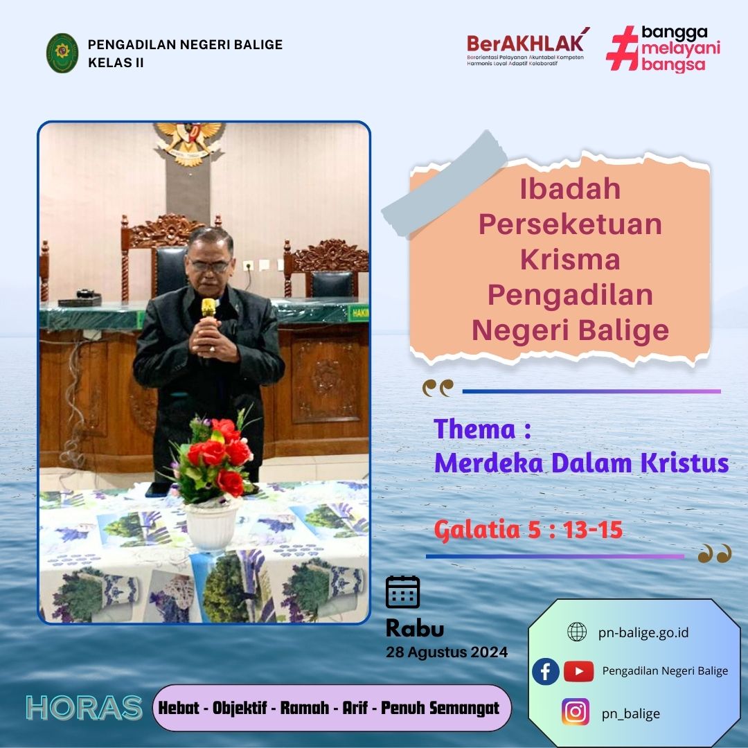 PENGADILAN NEGERI BALIGE MELAKSANAKAN KEGIATAN IBADAH PERSEKUTUAN KRISMA