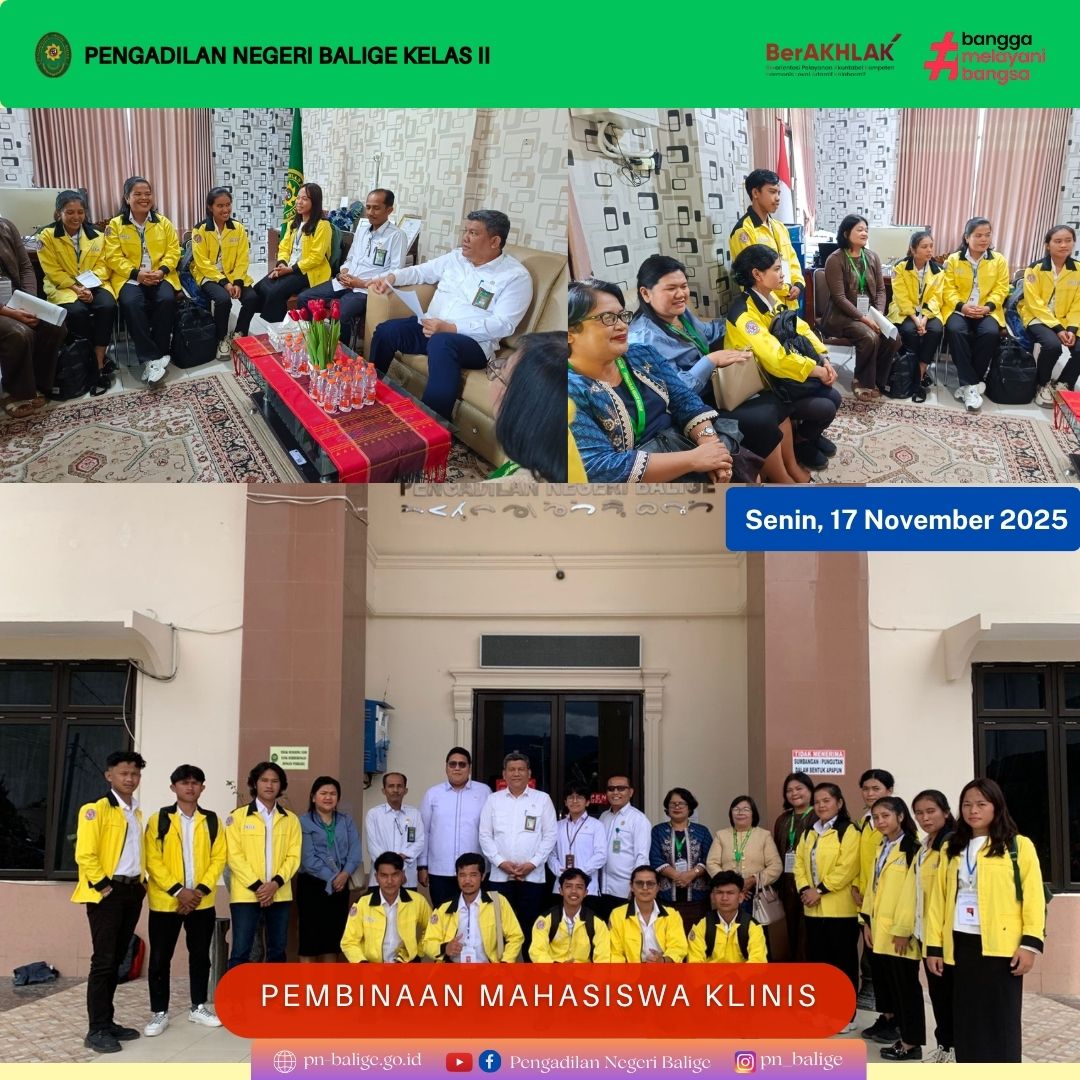KETUA PENGADILAN NEGERI BALIGE MEMBERIKAN PEMBINAAN KEPADA MAHASISWA KLINIS DARI UNITA