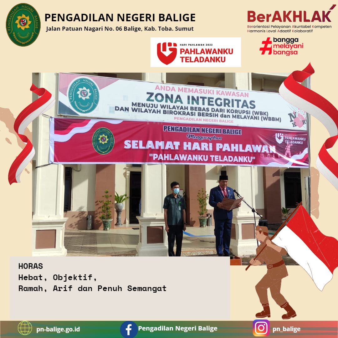 MEMPERINGATI HARI PAHLAWAN KE 77 TAHUN 2022 DI PENGADILAN NEGERI BALIGE