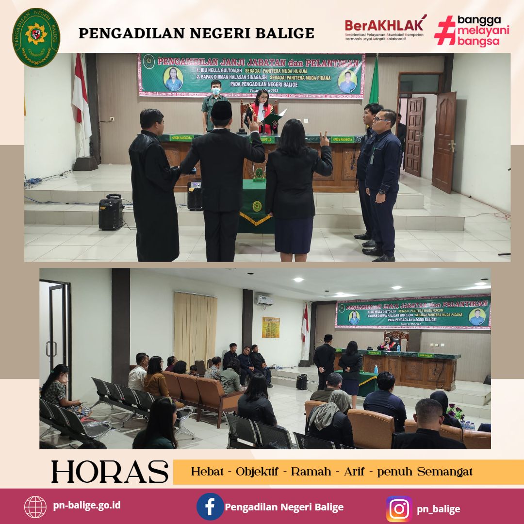 Pengambilan Janji Jabatan dan Pelantikan Panitera Muda Pidana dan Panitera Muda Hukum Pengambilan Janji Jabatan dan Pelantikan Panitera Muda Pidana dan Panitera Muda Hukum