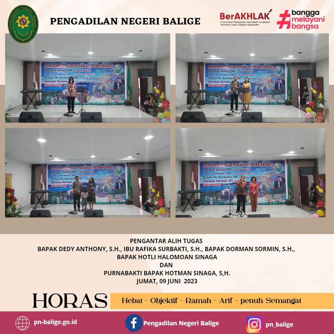 Pengantar Alih Tugas dan Purnabakti Anggota Keluarga Besar Pengadilan Negeri Balige Pengantar Alih Tugas dan Purnabakti Anggota Keluarga Besar Pengadilan Negeri Balige