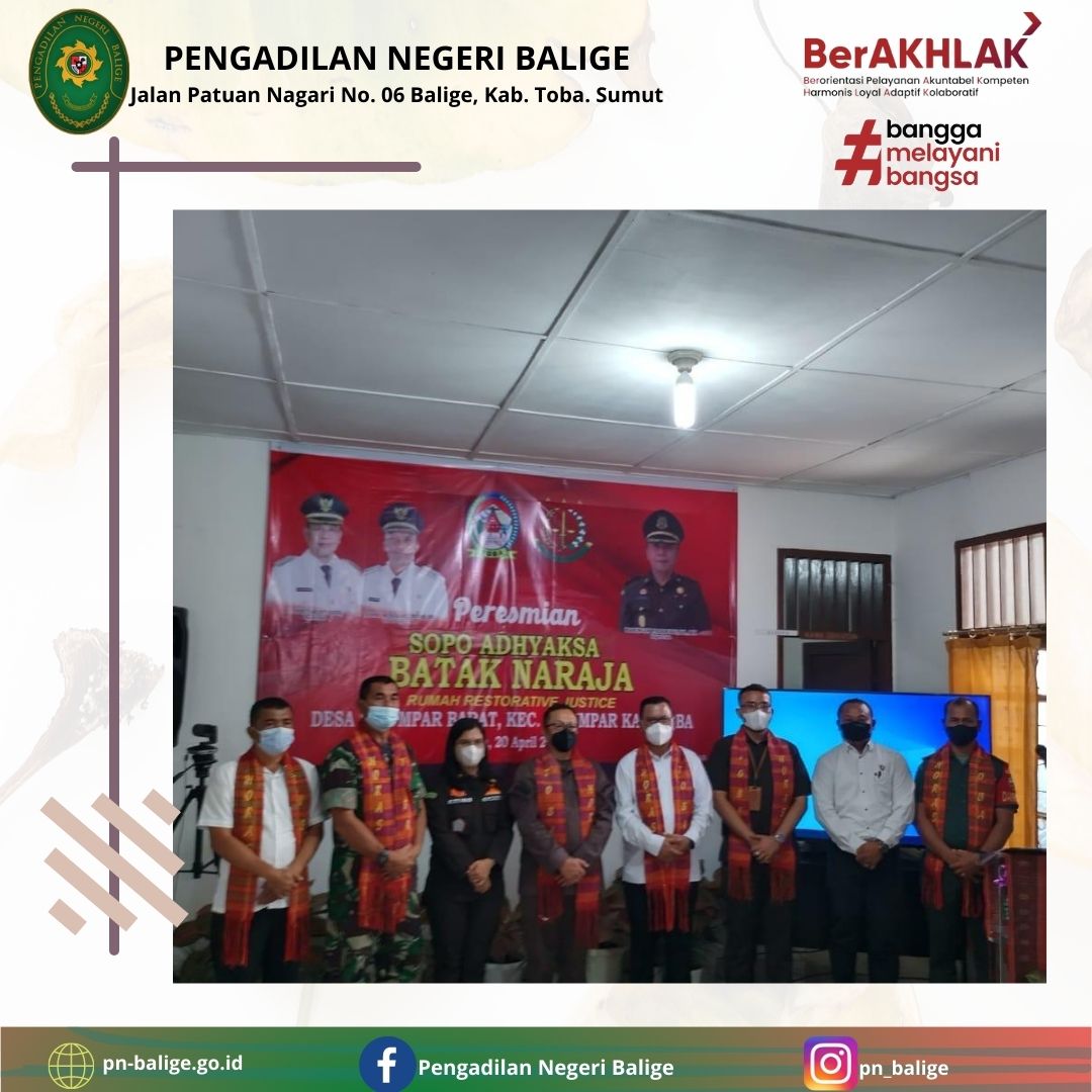 peresmian Sopo Adhyaksa Batak Naraja (Rumah Restorative Justice)