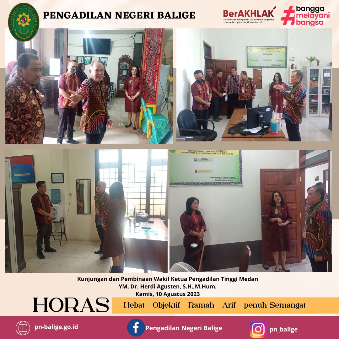 Kunjungan dan Pembinaan  YM Wakil Ketua Pengadilan Tinggi Medan ke Pengadilan Negeri Balige.
